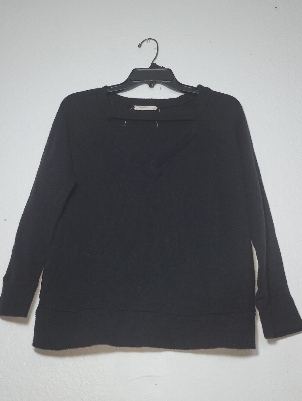 Black V-Neck Women's Sweater Top With Pockets